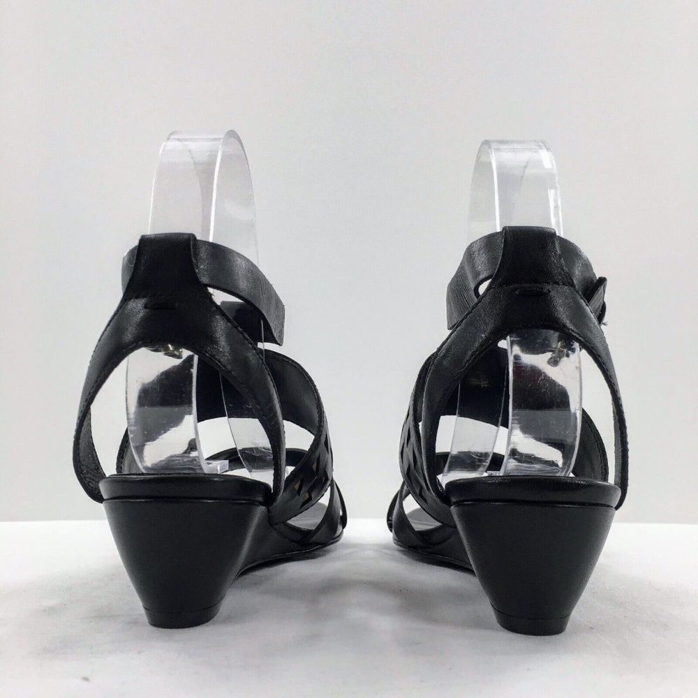 Rebecca Minkoff Sandals Black Tan Leather Gladiator Strappy Wedge Sz 7 - Picture 5 of 8